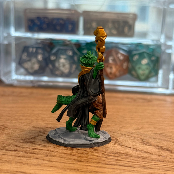 Female Green Dragonborn Mage · Painted Mini · 32mm